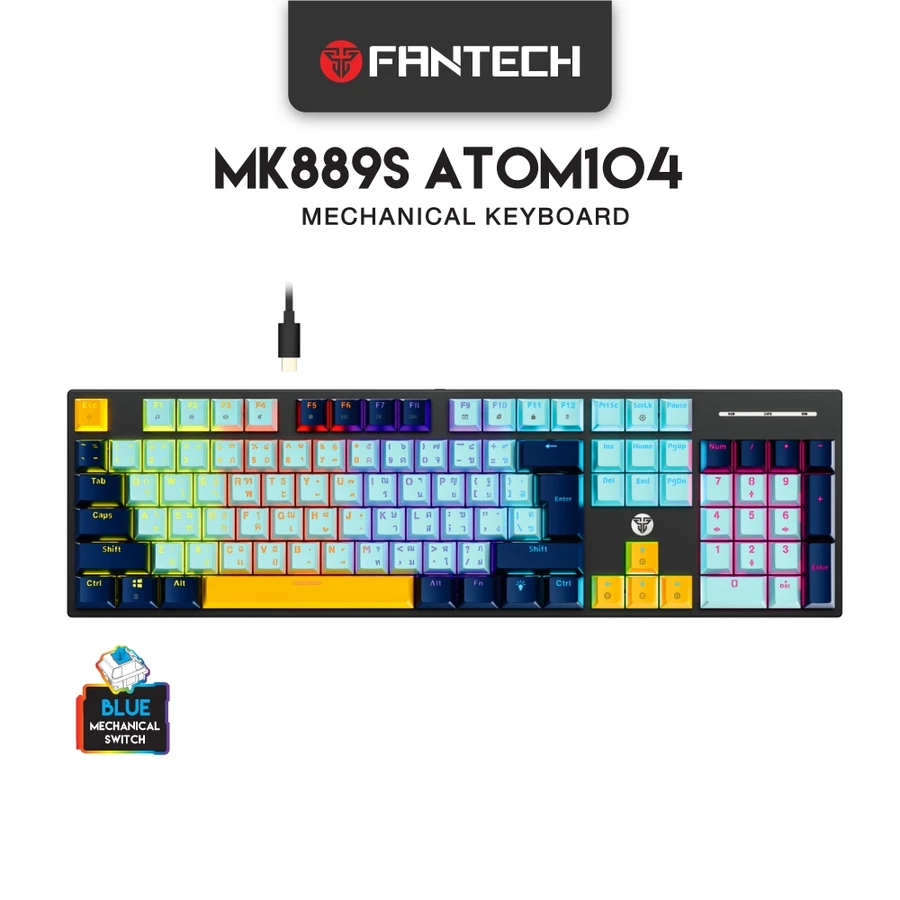 FANTECH MK889 คีย์บอร์ดเกมมิ่ง Mechanical Keyboard ปรับไฟ RGB ได้ 13 โหมด รองรับ Blue และ Red Switch